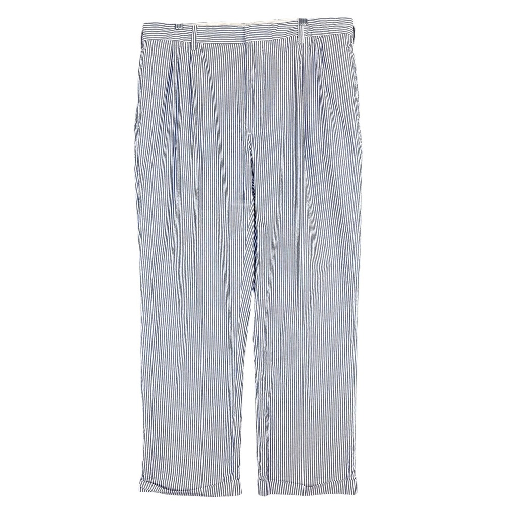 Jos A Bank‎ Dress Pants Mens 38 Blue Striped Classic Fit Pleated Cotton 38x29